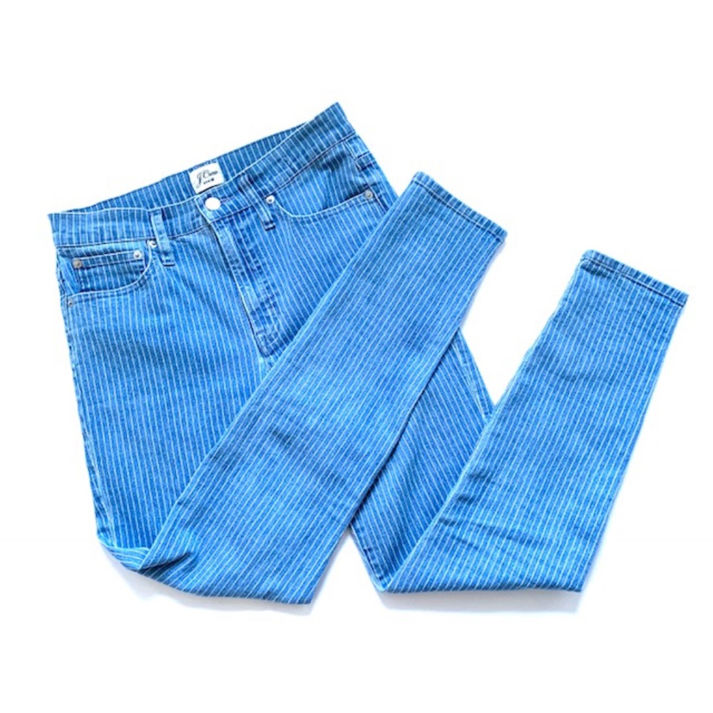 J. Crew White Striped Denim Jeans